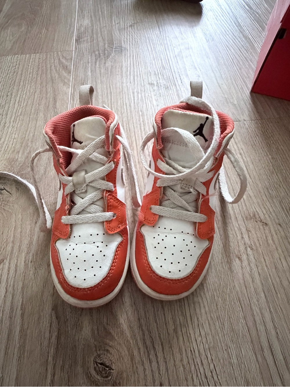 Jordan Kids High-Top Sneakers in White and Orange